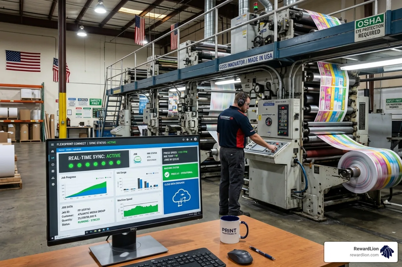 Software dashboard syncing with a printing press - direct mail automation software Software dashboard syncing with a printing press - direct mail automation software