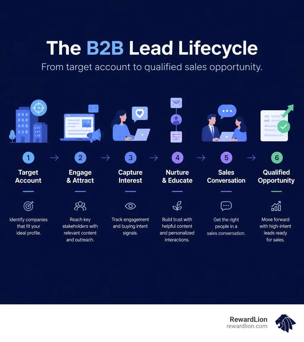 B2B lead lifecycle from target account to qualified sales opportunity infographic B2B lead lifecycle from target account to qualified sales opportunity infographic