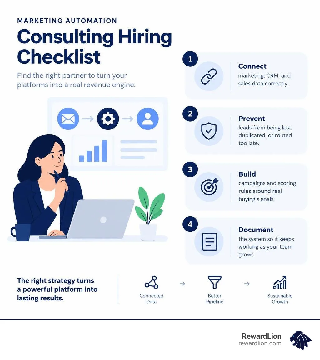 Marketing automation consulting hiring checklist infographic Marketing automation consulting hiring checklist infographic