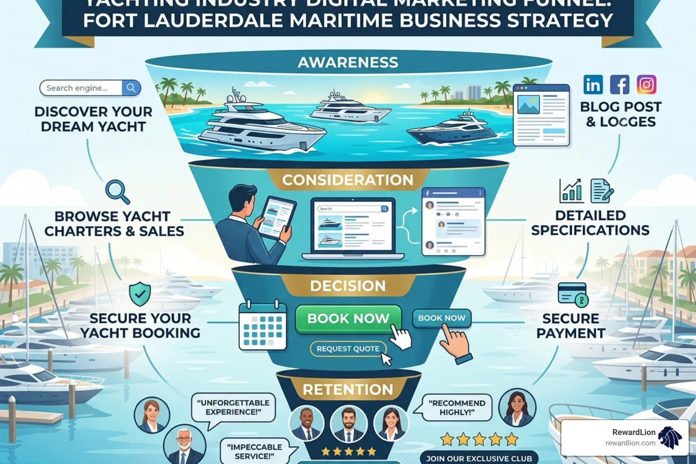 maritime business digital strategy showing yachting industry marketing funnels - digital marketing in fort lauderdale maritime business digital strategy showing yachting industry marketing funnels - digital marketing in fort lauderdale