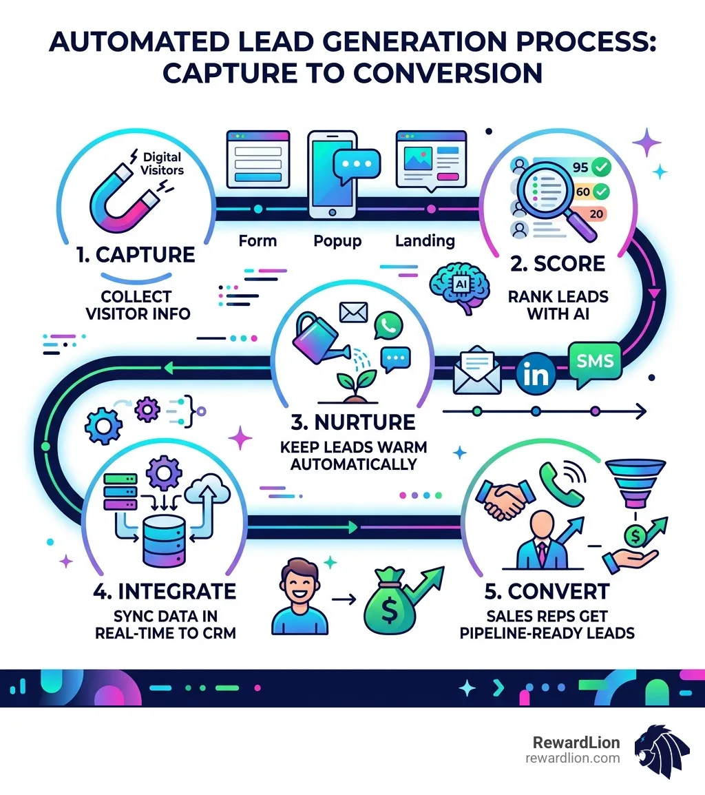Automated lead generation process from capture to conversion infographic - automatic lead generation infographic Automated lead generation process from capture to conversion infographic - automatic lead generation infographic