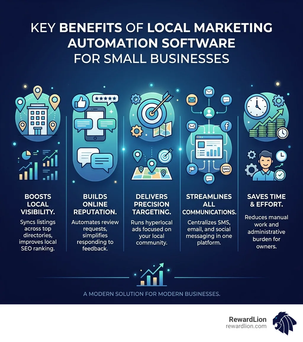 Infographic showing key benefits of local marketing automation software for small businesses - local marketing automation Infographic showing key benefits of local marketing automation software for small businesses - local marketing automation
