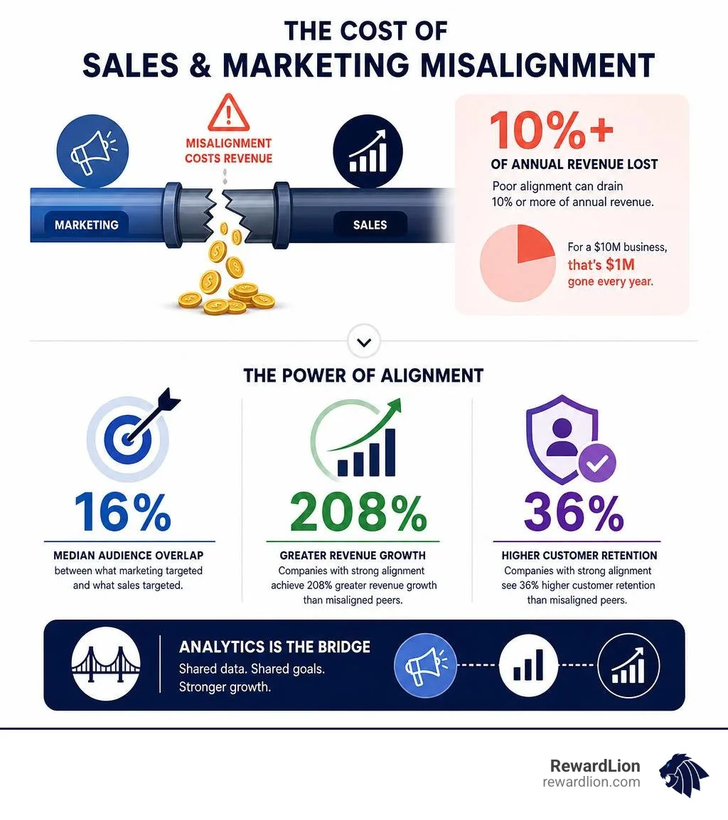 infographic showing the cost of sales and marketing misalignment and key alignment statistics infographic infographic showing the cost of sales and marketing misalignment and key alignment statistics infographic