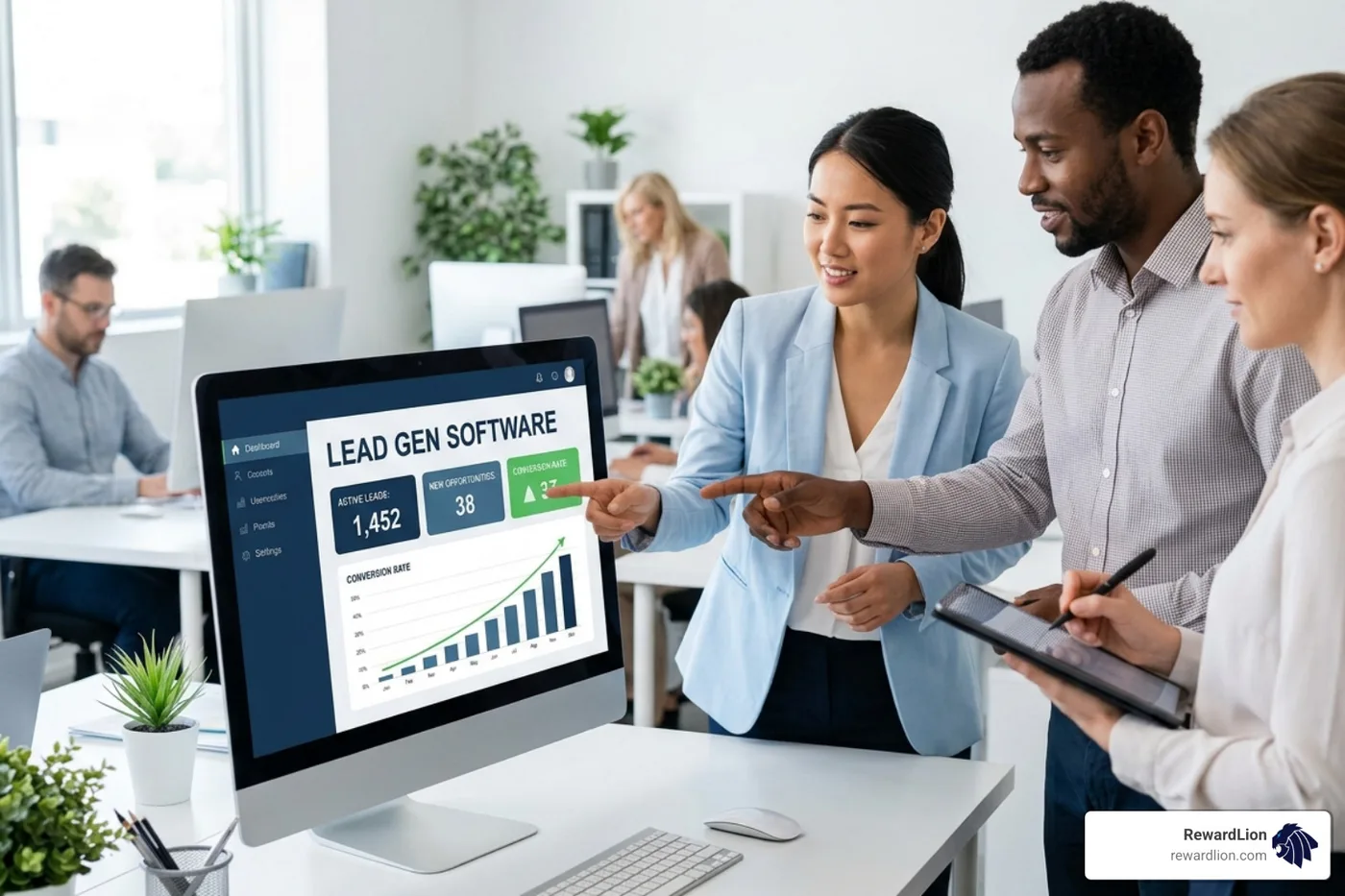 Automated lead nurturing workflow showing email triggers and CRM updates - lead gen software Automated lead nurturing workflow showing email triggers and CRM updates - lead gen software