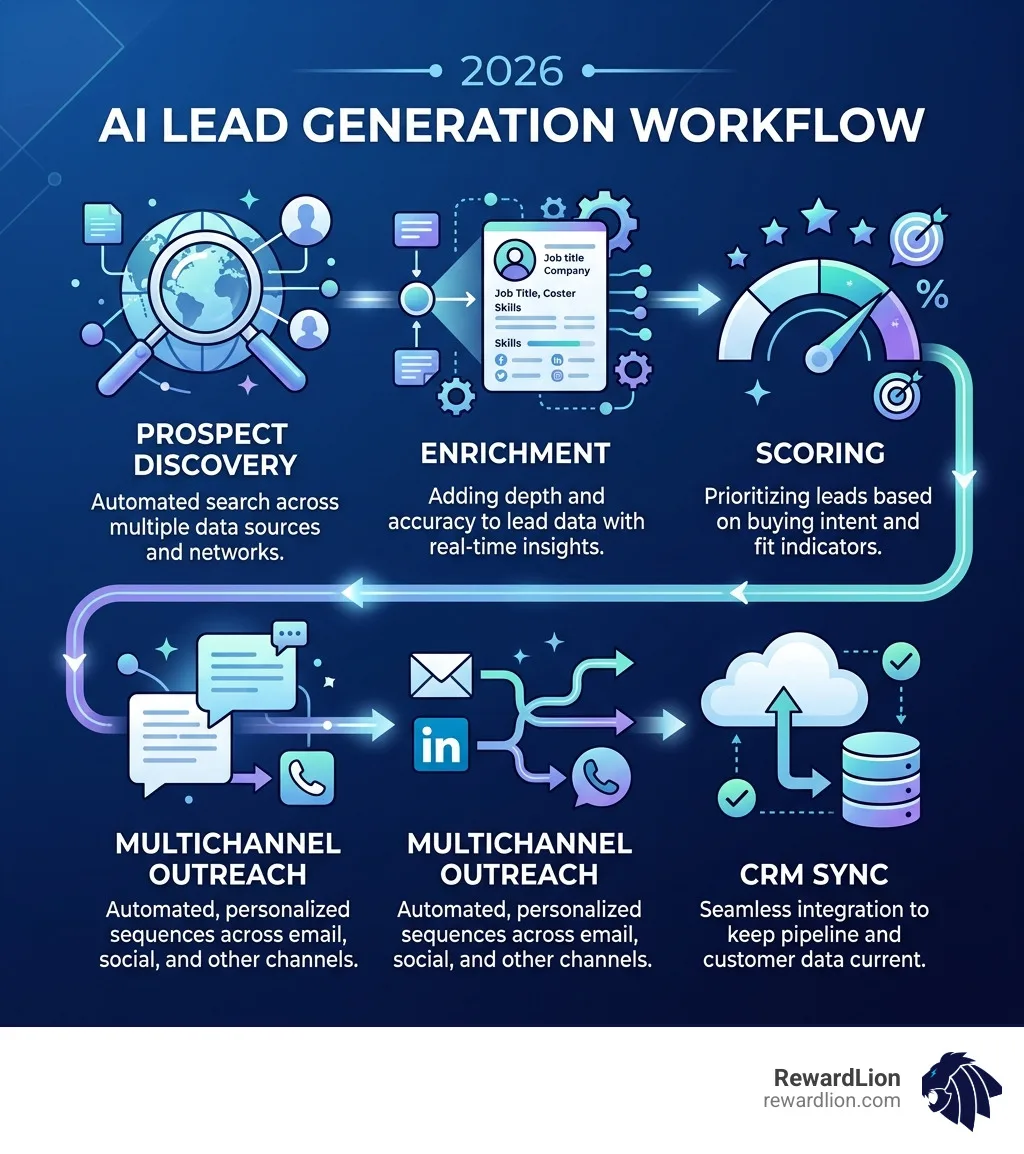 2026 AI lead generation workflow: prospect discovery, enrichment, scoring, multichannel outreach, CRM sync - ai lead 2026 AI lead generation workflow: prospect discovery, enrichment, scoring, multichannel outreach, CRM sync - ai lead